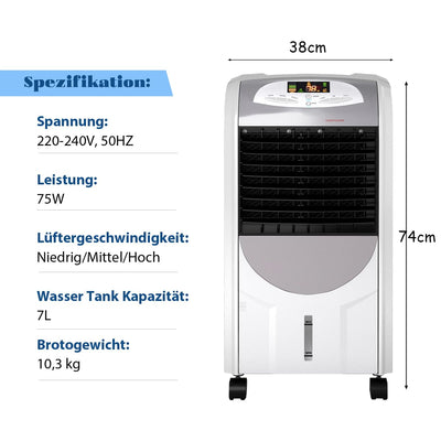 SOARS Klimaanlage mobil 5 in 1, Kühlung, Heizung, Luftreiniger, Luftbefeuchter & Ventilator, Klimagerät mit 3 Geschwindigkeiten, 8H Timer, LED Anzeige, Heizlüfter inkl. Fernbedienung & 7L Wassertank