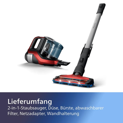 PHILIPS SpeedPro Max Kabelloser Staubsauger – 2-in-1-Gerät, Staubsauger und Handstaubsauger, bis zu 65 Minuten Laufzeit, 360-Grad-Saugdüse (XC7042/01)