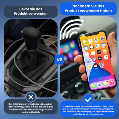 Carlinkit 2025 Wireless CarPlay & Android Auto Adapter, Upgrade Wired Connection to Wireless, Plug & Play mit USB-A/Type-C, funktioniert mit iPhone iOS 10+ & Android 11.0+