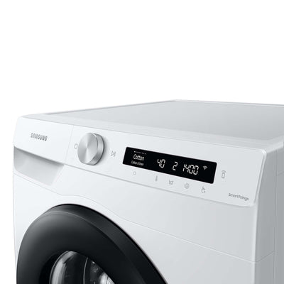 Samsung WW90T504AAWCS2 Waschmaschine, 9 kg, 1.400 U/min, Extra energiesparend, EEK: A (-10 %), AI Ecobubble, AI Control, SmartThings App und AI Energy Mode, Hygiene-Dampfprogramm, Weiß