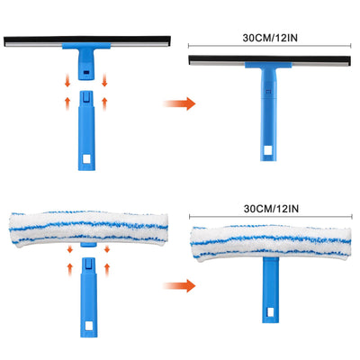 Mitclear Fensterreiniger Set (30cm), Silikon-Fensterabzieher + Mikrofaser-Fensterwischer, Professioneller Fensterreinigungsset für Bad, Dusche, Auto, Glas