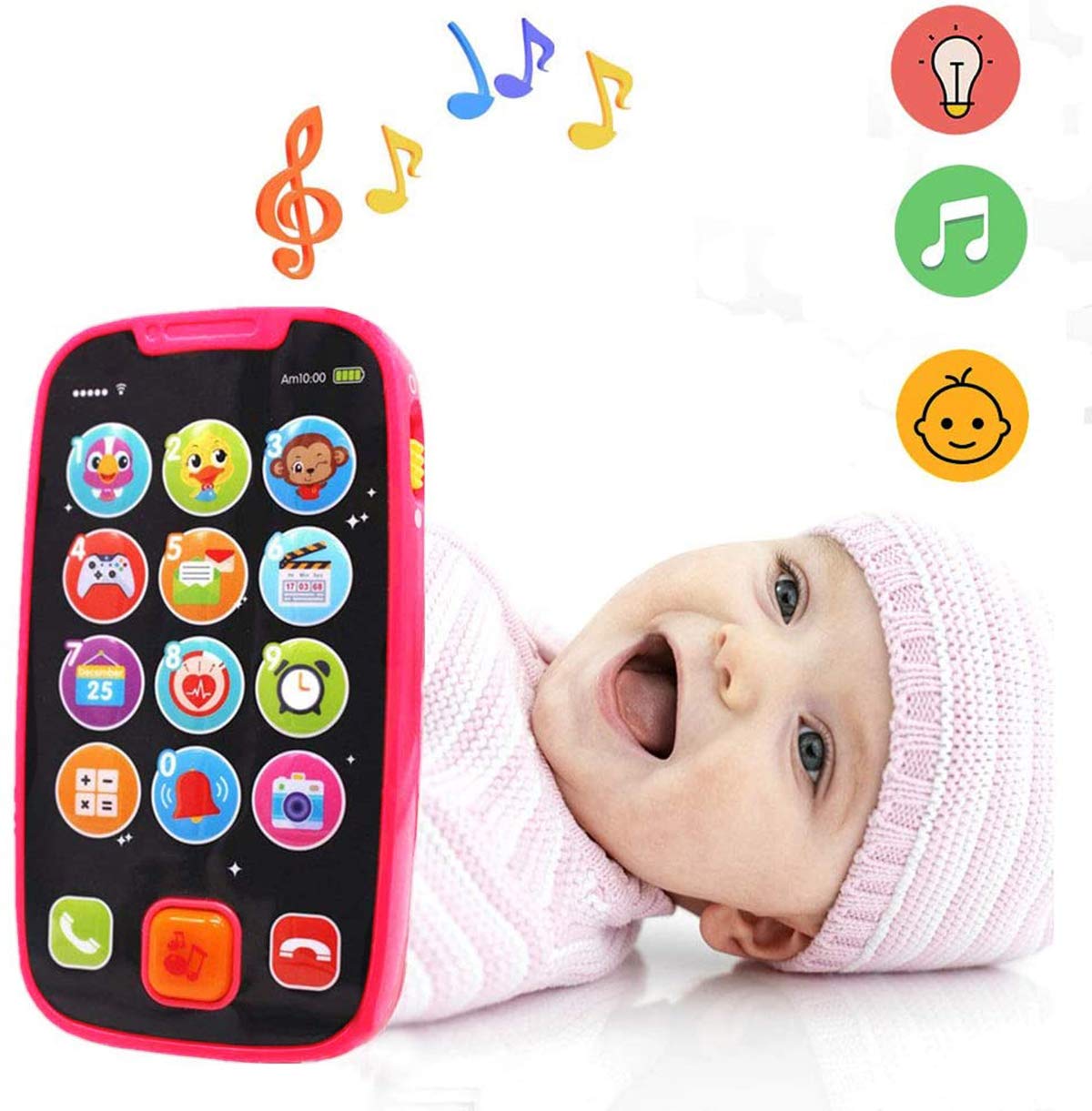 Baby Spielzeug ab 1 Jahr Kinderspielzeug ab 1 Jahr, Lernspaß Smart Phone mit Liedern Geräuschen Wörter Sätze und Blinkenden Lichtern, Lernhandy 12 Monate Kinder Geschenk 1 Jahr Mädchen Rosa