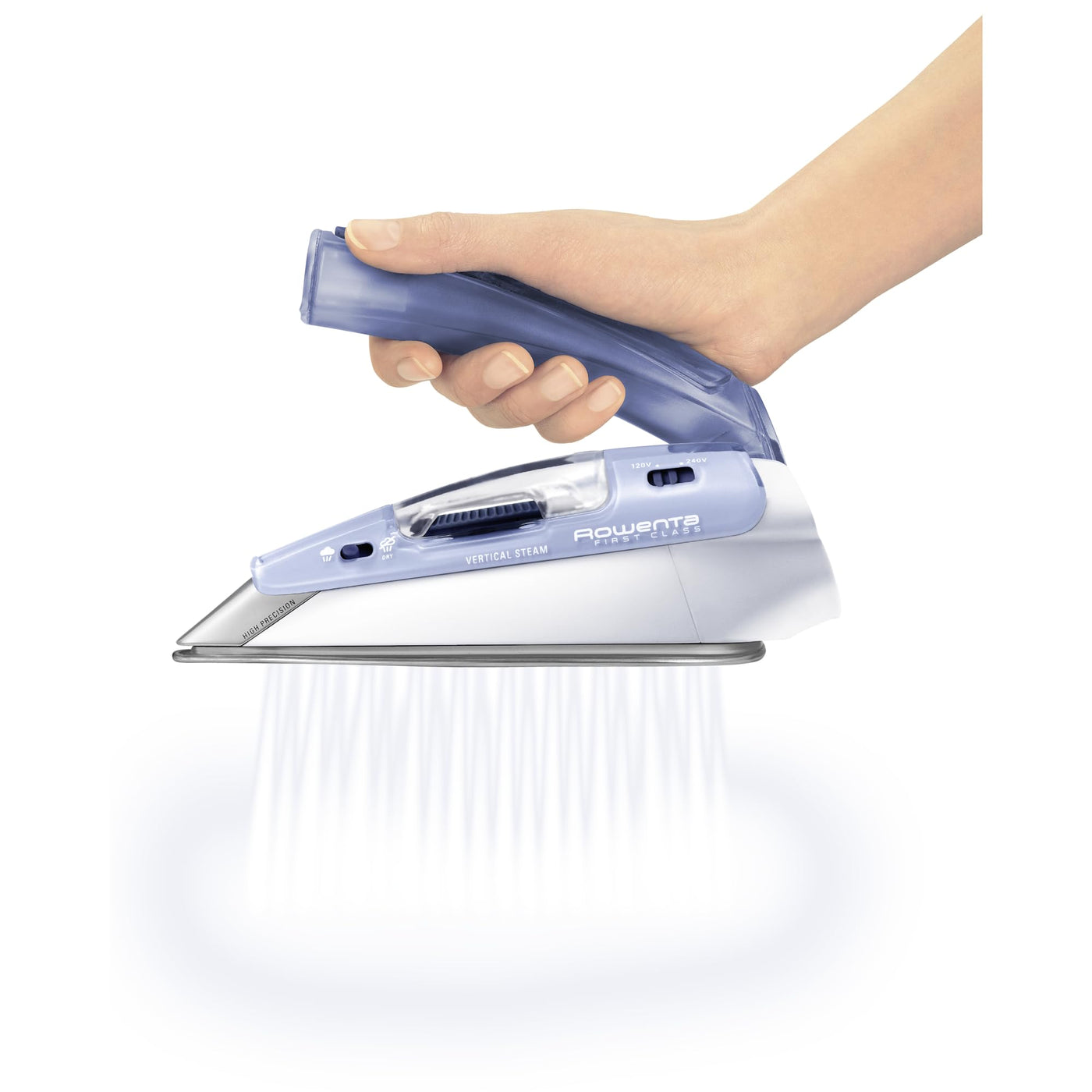 Rowenta Focus Travel Reisebügeleisen DA1510 | max. 1000W | 45g/Min. Dampfstoß | Vertikaldampf | Klappgriff | Aufbewahrungsbeutel | Dampfügeleisen mit 2 Betriebsspannungen (120V, 240V), Einzigartige
