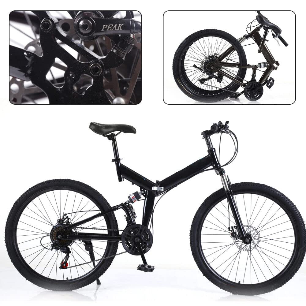WSIKGHU Faltrad für Erwachsene 26 Zoll Mountainbike Faltrad Rennrad Faltrad 21 Gang Erwachsenenfahrrad 150 KG Offroad-Fahrrad Cityrad faltbar Fahrrad aus Kohlenstoffstahl