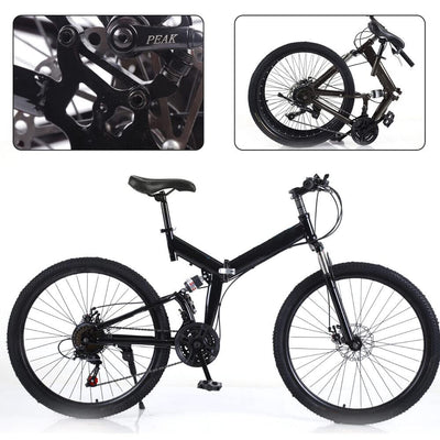 WSIKGHU Faltrad für Erwachsene 26 Zoll Mountainbike Faltrad Rennrad Faltrad 21 Gang Erwachsenenfahrrad 150 KG Offroad-Fahrrad Cityrad faltbar Fahrrad aus Kohlenstoffstahl