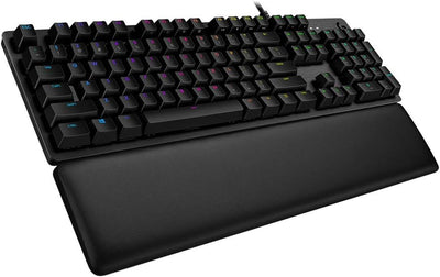 Logitech G513 mechanische Gaming-Tastatur, GX Brown Taktile Switches, RGB-Beleuchtung, USB-Durchschleife, Handballenauflage mit Memory Foam, Aluminium-Gehäuse, Deutsches QWERTZ-Layout - Carbon/Schwarz