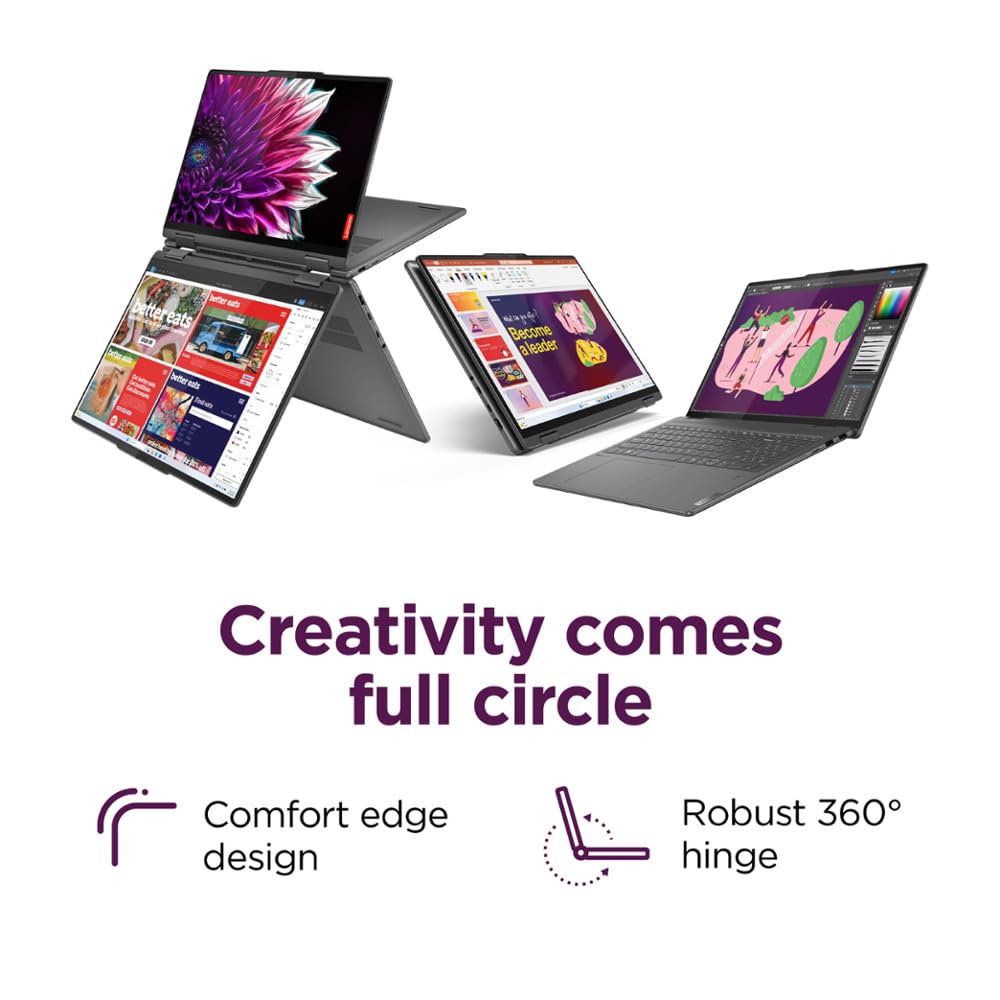 Lenovo Yoga 7i 2-in-1 Laptop, 16 Zoll 2K Touchscreen, Core Ultra 5 125U (Beats i7-1355U), 16GB LPDDR5X, 1TB SSD, 300 Nits, Hintergrundbeleuchtung, TB4, HDMI 2.1, FP, WiFi 6E, Webcam, PDG Portable