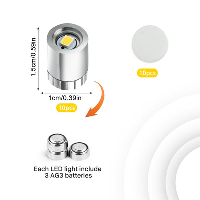 10 pcs Mini LED Licht, Micro LED Licht, LED Licht Mini mit Batterie, Mini LED Licht zum Kleben, Geeignet zum Dekorieren von Puppenhäusern, DIY-Kunsthandwerk (Warmweißes Licht)
