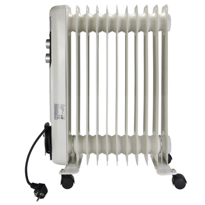 Montafox Ölradiator Elektroheizung 11 Rippen 2500 Watt 3 Heizstufen Elektrischer Heizkörper für Räume bis 50 m² Energiesparend Thermostat Überhitzungsschutz