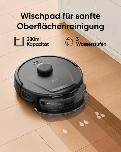 eufy L60 Saugroboter mit Absaugstation und Wischfunktion, 5.000Pa Saugkraft, Anti-Haar-Verwicklung, Absaugstation 60 Tage ohne Leeren, iPath-Laser-Navigation, für Hartböden