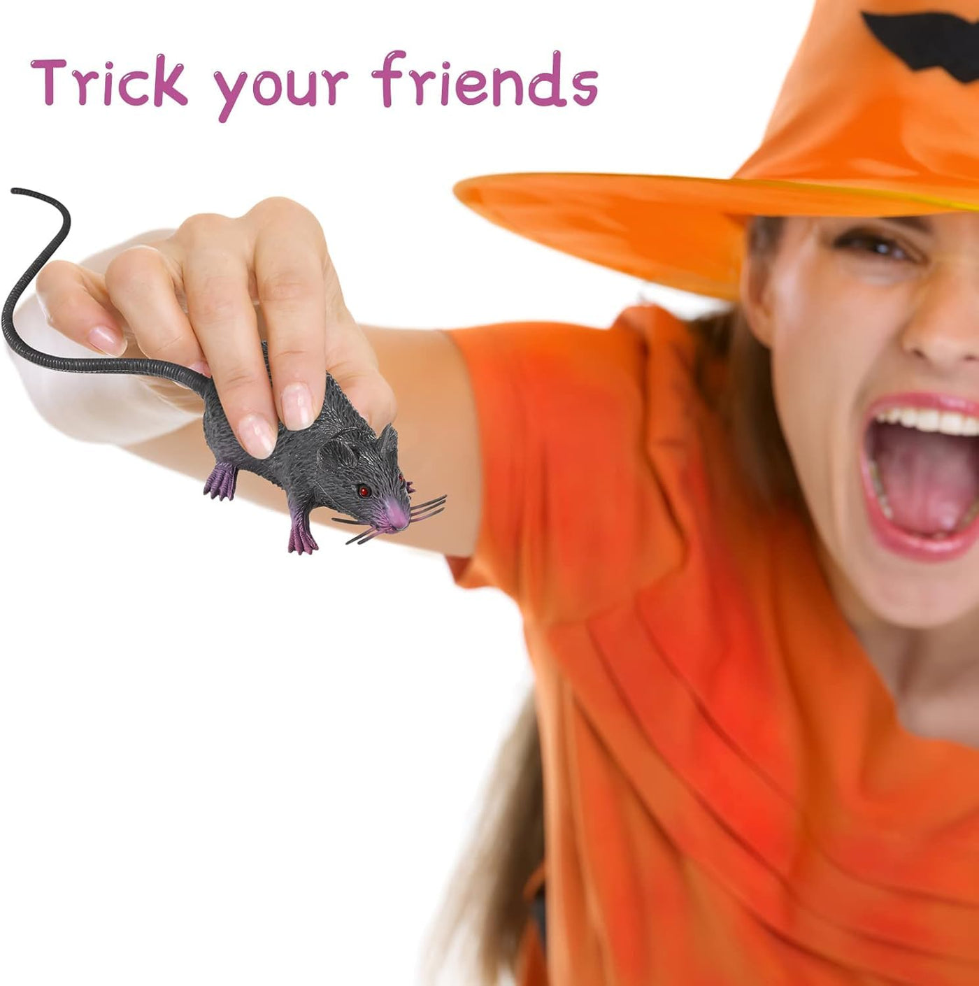 2 Stück Gefälschte Ratten Kunststoff Maus Modell Figuren Realistische Gruselig Ratten Spielzeug Halloween Deko Kinder Tricks Streiche Requisiten Spielzeug für Party- und Scherzartikel, Ornamente