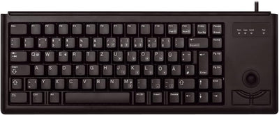 CHERRY G84-4400, Kompakte Tastatur mit Trackball, Deutsches Layout (QWERTZ), Kabelgebunden (USB-Anschluss), 2 Maustasten, Mechanische CHERRY ML Switches, Schwarz