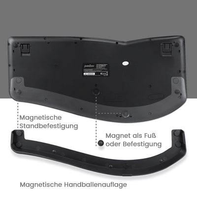 Perixx Periduo-605, Kabellose Ergonomische Tastatur und Vertikale Maus Desktop Set, Geteiltes Tastenfeld, 4-Wege-Scrollrad, Anpassbare Handballenauflage und Flachen Tasten mit Vertikalmaus