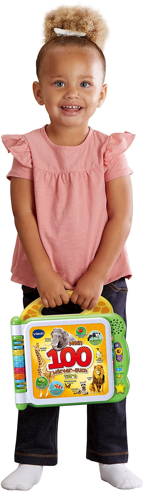 Vtech 80-609544 Baby Mein 100-Wörter-Buch Tiere, Interaktives Bildwörterbuch zum Lernen erster Wörter, Tierbuch mit 12 bilingualen Seiten in Deutsch-Englisch, Für Kinder von 2-5 Jahren