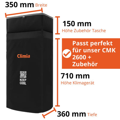 Climia CMK 2600 mobiles Klimagerät mit ökologischem Kühlmittel, 3-in-1 Klimaanlage – Aircondition, Ventilator und Luftentfeuchter (CMK 2600 inkl. Schutzhülle)