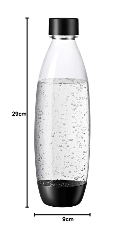 SodaStream 1L BPA-freie FUSE Kunststoffflasche schwarz | Spülmaschinengeeignet | Kompatibel mit DUO, E-DUO, Terra, uvm. | 2er-Pack
