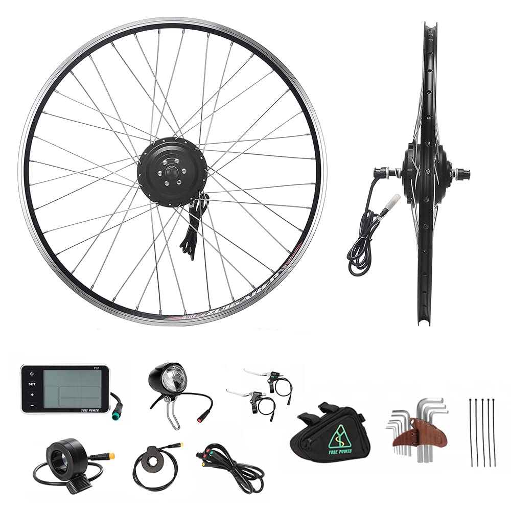 YOSE POWER E-Bike Conversion Kit Frontwheel 36V250W 26" Zoll Elektrofahrräder Vorderrad Umbausatz mit Frontmotor Schwarz für Pedelec
