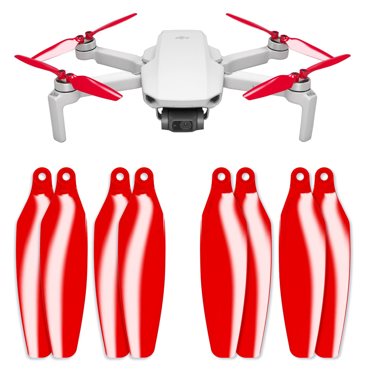 Master Airscrew Stealth Propeller für DJI Mini 2/2 SE/SE & Mini 4K - Rot, 4 Propeller im Set