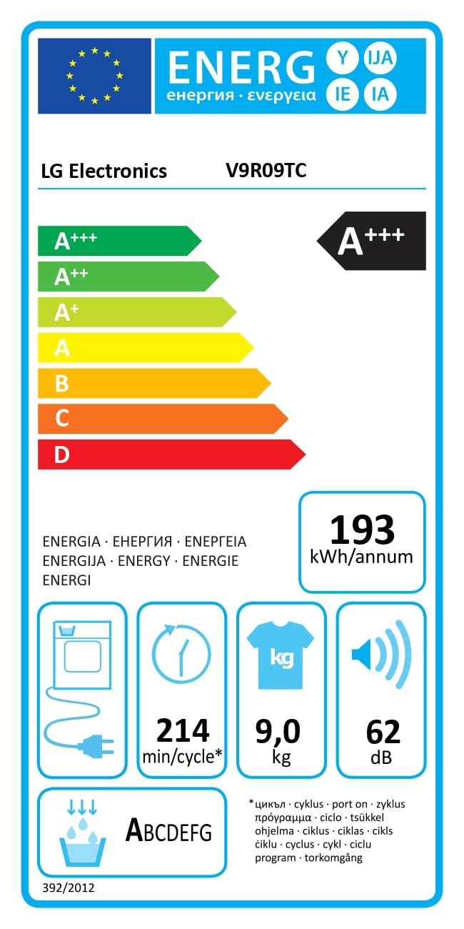 LG V9R09TC Wärmepumpen-Trockner 9 kg Kapazität, Sensor Dry, Allergy Care, Smart Diagnosis, Weiß