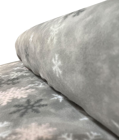 Leonado Vicenti Winter Bettwäsche 155x220 Thermofleece Flauschig Garnitur Set Bettbezug Schlafzimmer 4 teilig Schneeflocken Rosa Grau