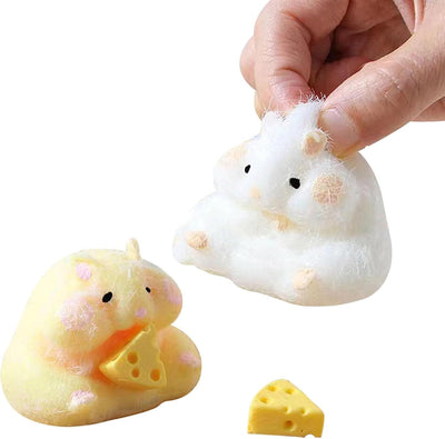 2Pcs Cartoon Hamster Squeeze Spielzeug, umweltfreundliche Silikon Stress Relief Spielzeug, weiche Gadgets, sensorische Spielzeug, Geschenke für Kinder über 6 Jahre alt (Hamster)