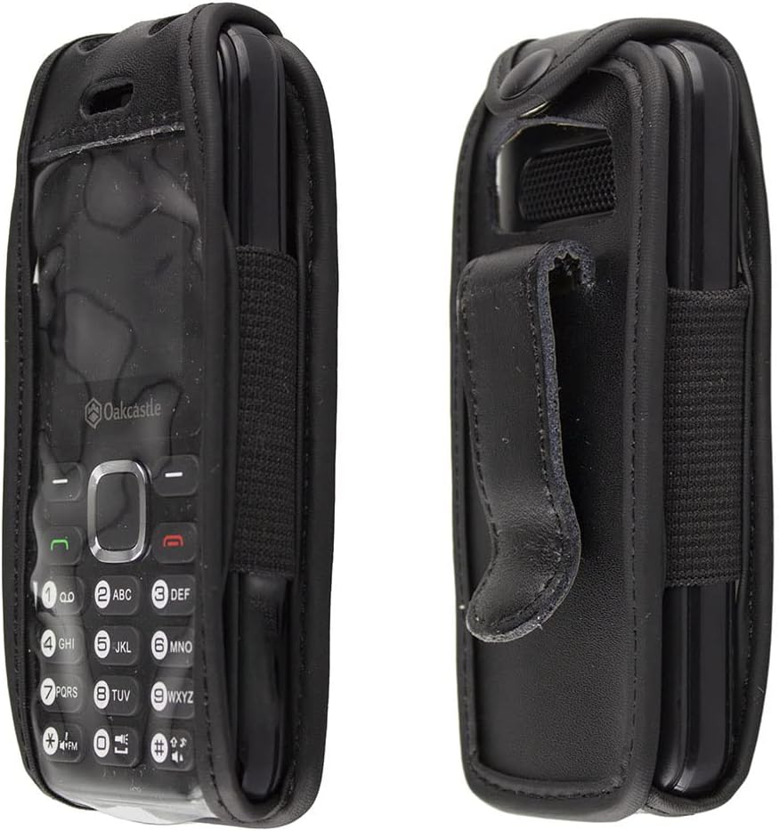 caseroxx Hülle Ledertasche mit Gürtelclip für Oakcastle F100 aus Kunstleder, Tasche mit Gürtelclip und Sichtfenster in schwarz
