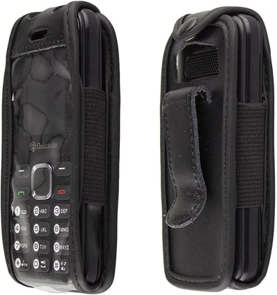 caseroxx Hülle Ledertasche mit Gürtelclip für Oakcastle F100 aus Kunstleder, Tasche mit Gürtelclip und Sichtfenster in schwarz