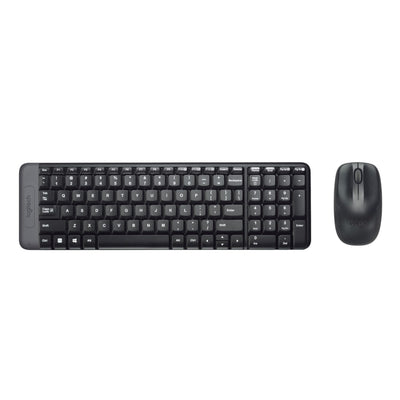 Logitech MK220 Kompaktes, Kabelloses Set mit Tastatur und Maus für Windows, US QWERTY-Layout - Schwarz