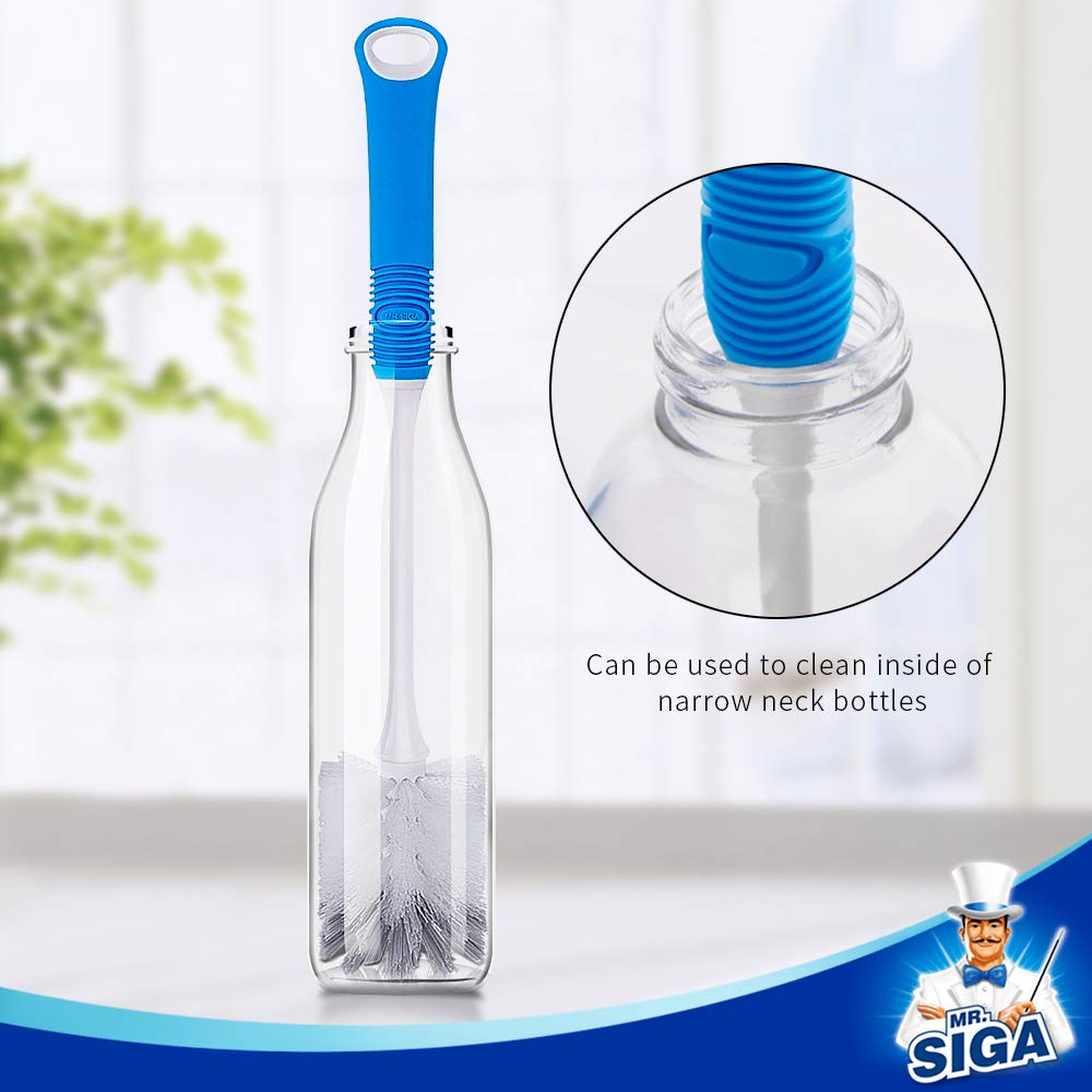 MR.SIGA Reinigungsbürste mit langem Griff Tassenbürste Flaschenbürste Bürste für Gläser Spülbürste Tüllenbürste mit Nylonborsten, 1er Pack