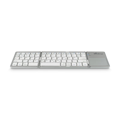 MediaRange kompakte Funk-Tastatur mit 63 Tasten und Touchpad, QWERTZ (DE/AT/CH) Tastaturbelegung, silber
