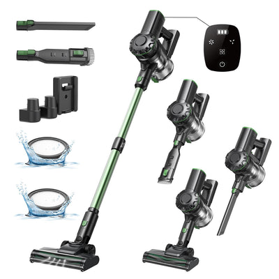 Vexilar Akku Staubsauger 40KPa, Staubsauger Kabellos mit HyperMotor™ 500W Bürstenloser Motor, Akkustaubsauger mit 50min Laufzeit, Kabelloser Staubsauger mit Berührungsbildschirm für Hartboden Teppich