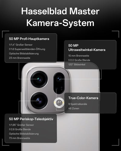 OPPO Find X9 5G 12+512GB, AI-freigeschaltetes Smartphone, 6,59" 120Hz ProXDR Display, 50MP Hasselblad-Kamera, 4K Motion, 7025 mAh Akku, IP69, Titanium Grey (inkl. 80W SUPERVOOC Ladegerät & Enco Air4)