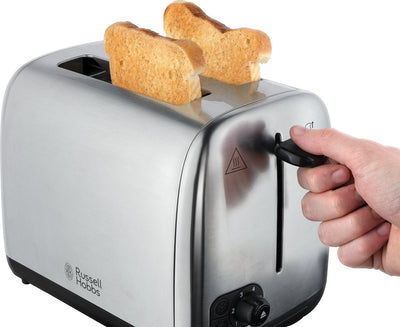 Russell Hobbs Toaster [für 2 Scheiben] Adventure Edelstahl (extra breite Toastschlitze, inkl. Brötchenaufsatz, 6 Bräunungsstufen + Auftau- & Aufwärmfunktion, Lift & Look-Funktion, 850W) 24080-56