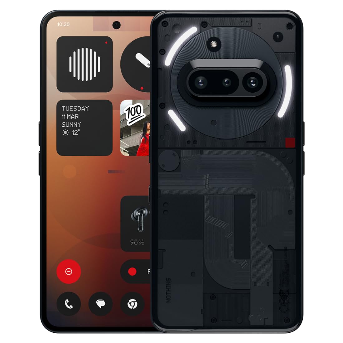 Nothing Phone (3a) 256 GB - Handy mit Essential Space, 50-MP-Hauptkamera, 32-MP-Frontkamera, 30-facher Ultra-Zoom, 12 GB RAM, Langer Akkulaufzeit und 6,77 Zoll Flexibles FHD+ AMOLED-Display - Weiß