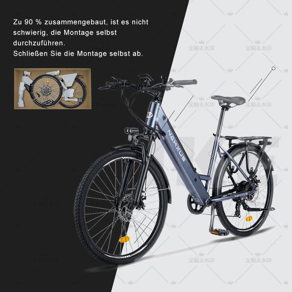 nakxus 26M208 E-Bike, Elektrofahrrad 26'' Trekkingrad E-Cityrad mit 36V 13Ah Lithium-Akku für Lange Reichweite bis 100KM, 250W Motor, EU-konformes Klapprad mit App