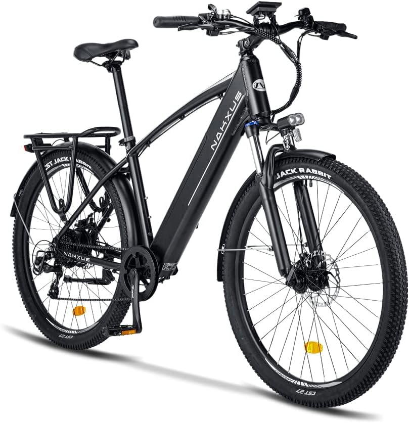 nakxus 27M204 E-Bike, Elektrofahrrad 27.5'' Trekkingrad E-Citybike mit 36V 12.5Ah Lithium-Akku bis zu 100KM Lange Range, 250W Motor,EU-konform Klapprad mit App (Schwarz)