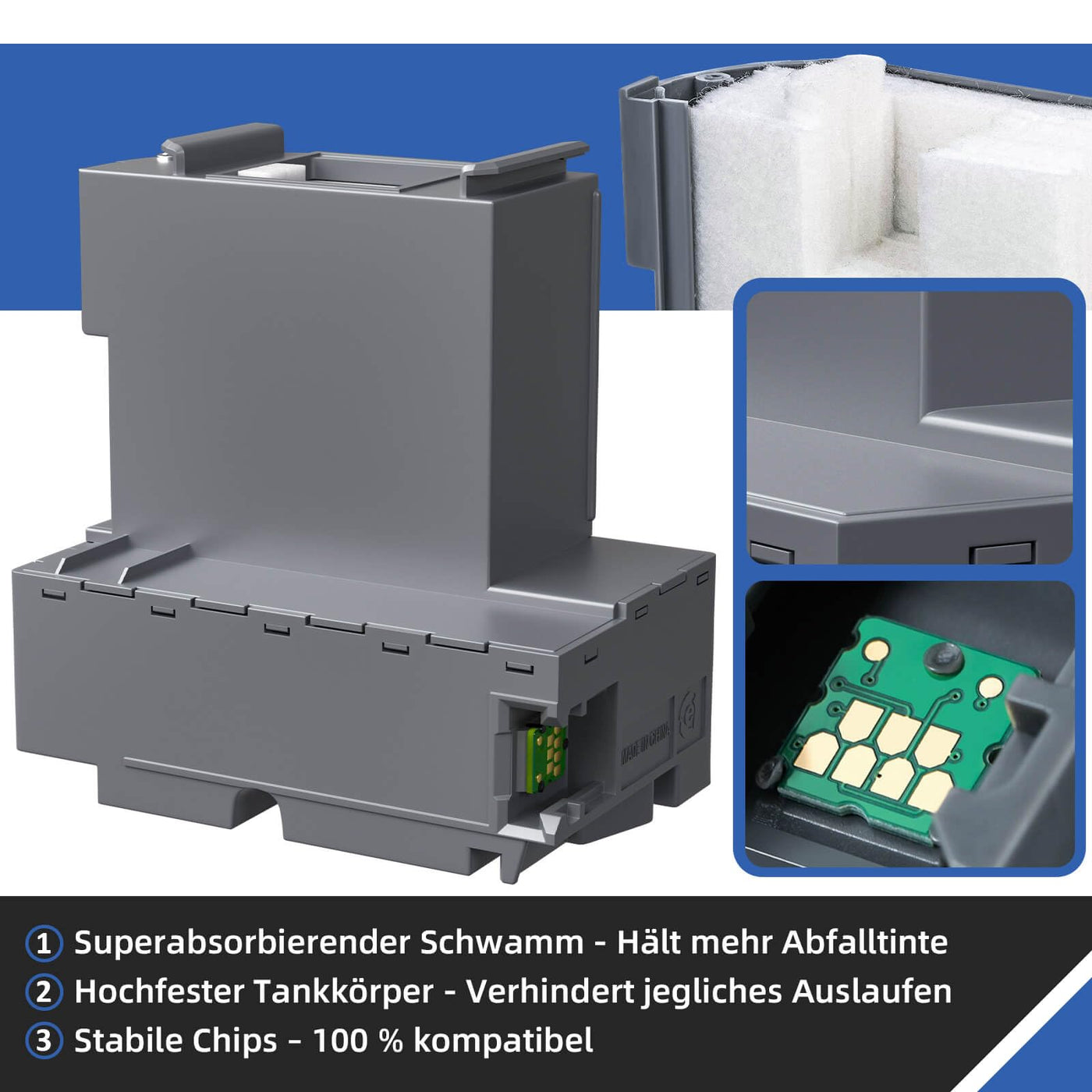 Spaceink T04D1/T04D100 Wartungsbox Kompatibel für Epson ET-15000 ET-4750 ET-3750 ET-4850 ET-3850 ET-3700 ET-4856 ET-5150 ET-5170 Drucker, Wartungskasten C13T04D100 Resttintenbehälter