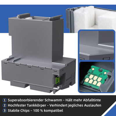 Spaceink T04D1/T04D100 Wartungsbox Kompatibel für Epson ET-15000 ET-4750 ET-3750 ET-4850 ET-3850 ET-3700 ET-4856 ET-5150 ET-5170 Drucker, Wartungskasten C13T04D100 Resttintenbehälter