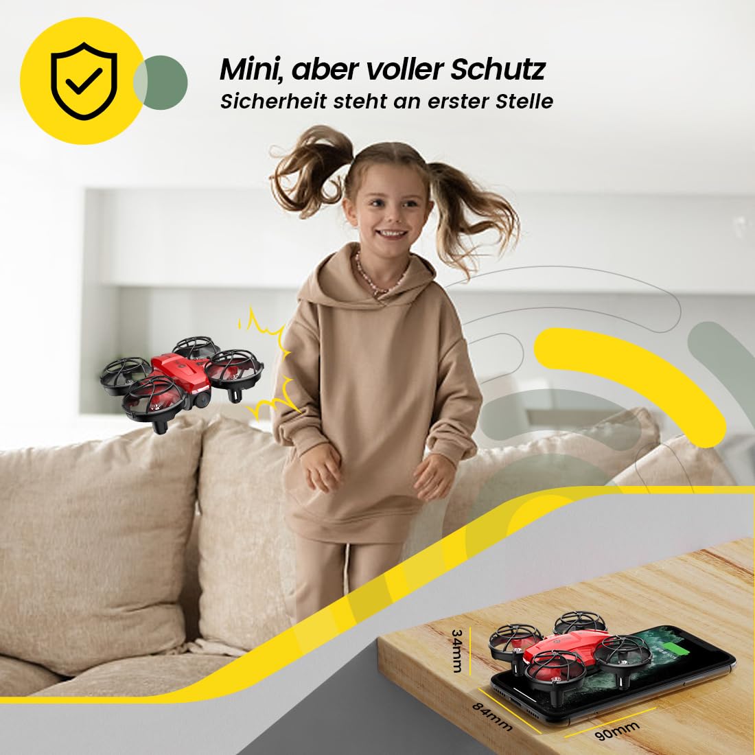 Holy Stone HS420 Mini Drohne mit HD 1080P Einstellbarer Kamera,mit 2 Steuerungsmodi,Not Aus,Umkreisen,360°Flip,Headless Modus,2 Geschwindigkeiten Geschenk für Anfänger Kinder,co