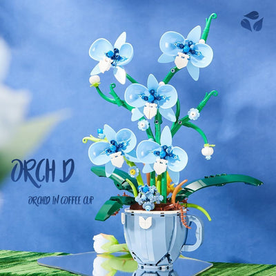 Ideas Blau Orchidee Blumen Klemmbausteinen Baustein，Kompatibel Mit Lego Flower Pflanzen deko Geschenk für Erwachsene und Mädchen ab 8-16+ 567PCS
