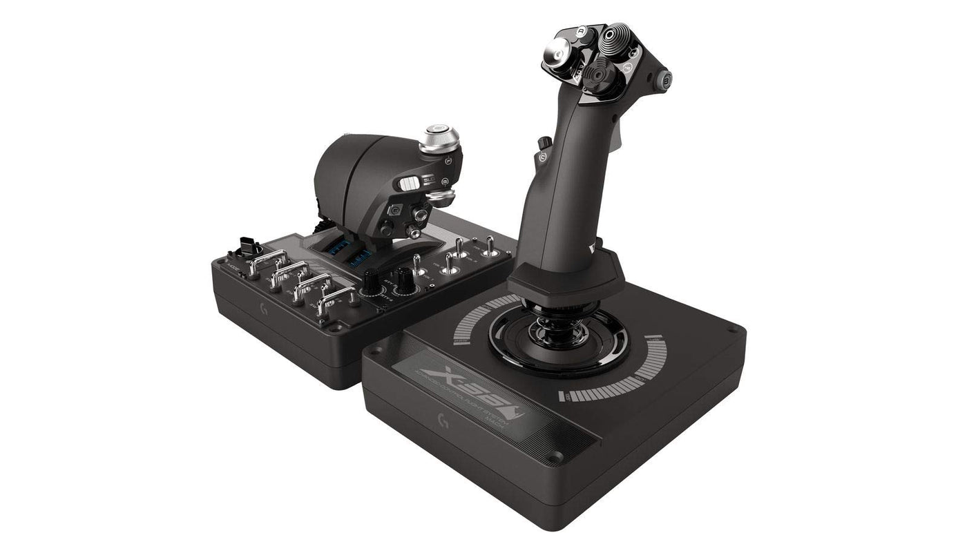 Logitech G X56 H.O.T.A.S. Schubregler & Stick-Controller für Weltraum-Simulationen, 6 Freiheitsgrade, 4 Federoptionen, +189 Programmierbare Befehle, RGB-Beleuchtung, 2x USB-Anschluss, PC - Schwarz