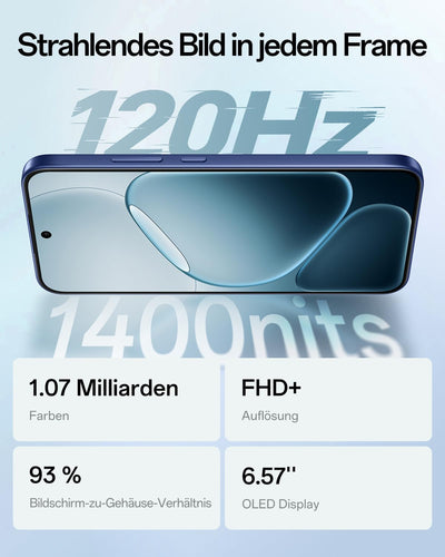 OPPO A6 Pro 5G 8+256GB, KI-Android-Smartphone (freigeschaltet), 6,57-Zoll 120Hz AMOLED-Display, 50+16-MP-KI-Kamera, 6500-mAh-Akku, IP69, Stellar Black (inkl. 80-W-SUPERVOOC-Ladegerät & Kopfhörer)