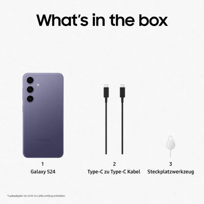 Samsung Galaxy S24 AI Smartphone, Android-Handy ohne Vertrag, 8 GB RAM, 256 GB Speicher, 50-MP-Kamera, Lange Akkulaufzeit, Cobalt Violet, 3 Jahre Herstellergarantie