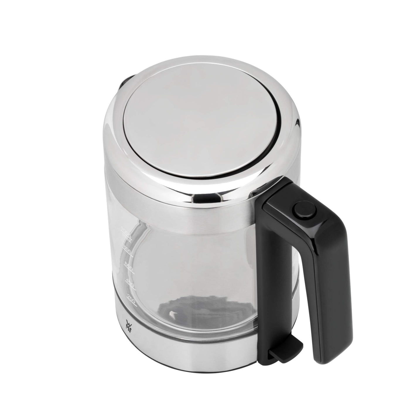 WMF Küchenminis Wasserkocher Glas 1 Liter, kabelloser Wasserkocher klein, Wasserstandanzeige, Kalk-Wasserfilter, Kochstoppautomatik, 1900 Watt,