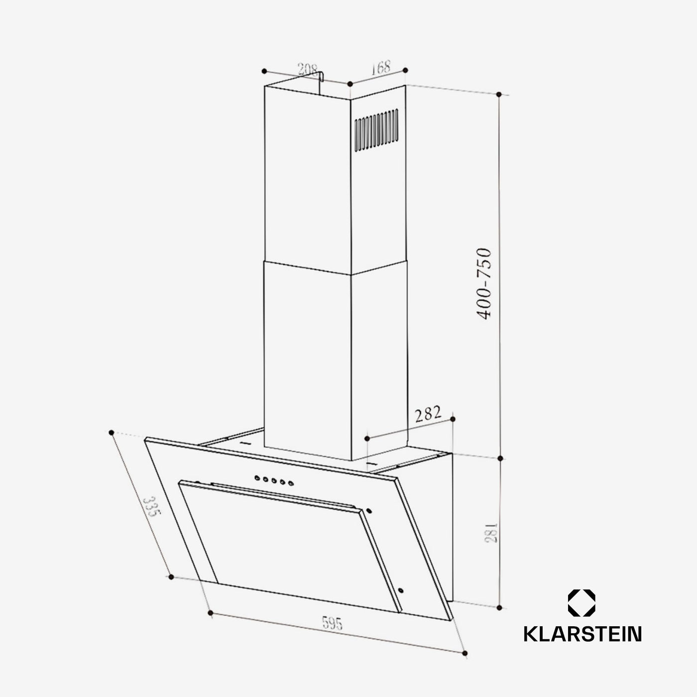 Klarstein Dunstabzugshaube 60cm, Abluft/Umluft Dunstabzugshaube mit Spülmaschinenfestem Filter, Energieeffizienz A++, LED-Beleuchtung, Leise Abzugshaube mit 305m³/h Luftstrom, Effiziente Wandhauben