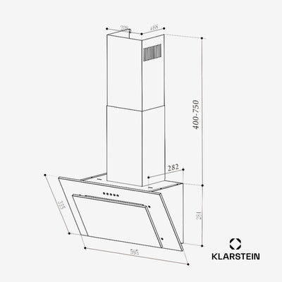 Klarstein Dunstabzugshaube 60cm, Abluft/Umluft Dunstabzugshaube mit Spülmaschinenfestem Filter, Energieeffizienz A++, LED-Beleuchtung, Leise Abzugshaube mit 305m³/h Luftstrom, Effiziente Wandhauben