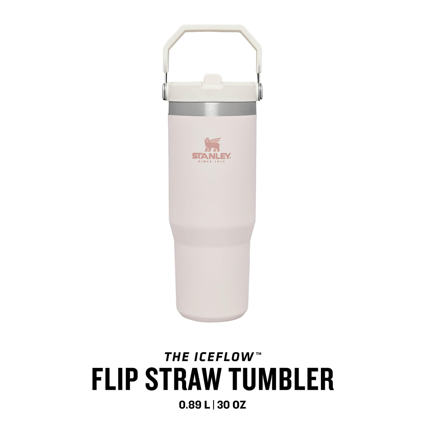Stanley IceFlow Flip Straw Trinkflasche mit Strohhalm 0.89L - Thermosflasche Hält 12+ Stunden Kalt - Auslaufsicher - Trinkflasche Sport - Wasserflasche BPA Frei - Spülmaschinenfest - Rose Quartz