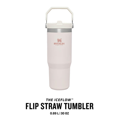Stanley IceFlow Flip Straw Trinkflasche mit Strohhalm 0.89L - Thermosflasche Hält 12+ Stunden Kalt - Auslaufsicher - Trinkflasche Sport - Wasserflasche BPA Frei - Spülmaschinenfest - Rose Quartz
