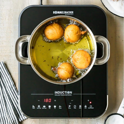 ROMMELSBACHER Einzelkochplatte CTS 2000/IN – Induktion, innovativer Temperatursensor, ersetzt viele Küchengeräte: 6 Programme (z. B. Joghurt, Sous Vide, Frittieren), individuell gradgenau einstellbar