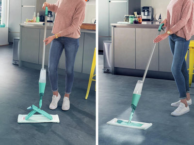 Leifheit Komfort Sprühwischer Easy Spray XL für schnelle Reinigung, Spray Mop mit Sprühdüse, Wischer mit Wassertank und 2-Faser-Wischbezug, Bodenwischer für alle Böden
